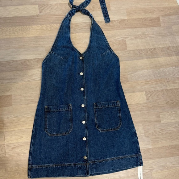 NEW👗 Reformation Brittany Halter Denim Mini Dress - Picture 8 of 12